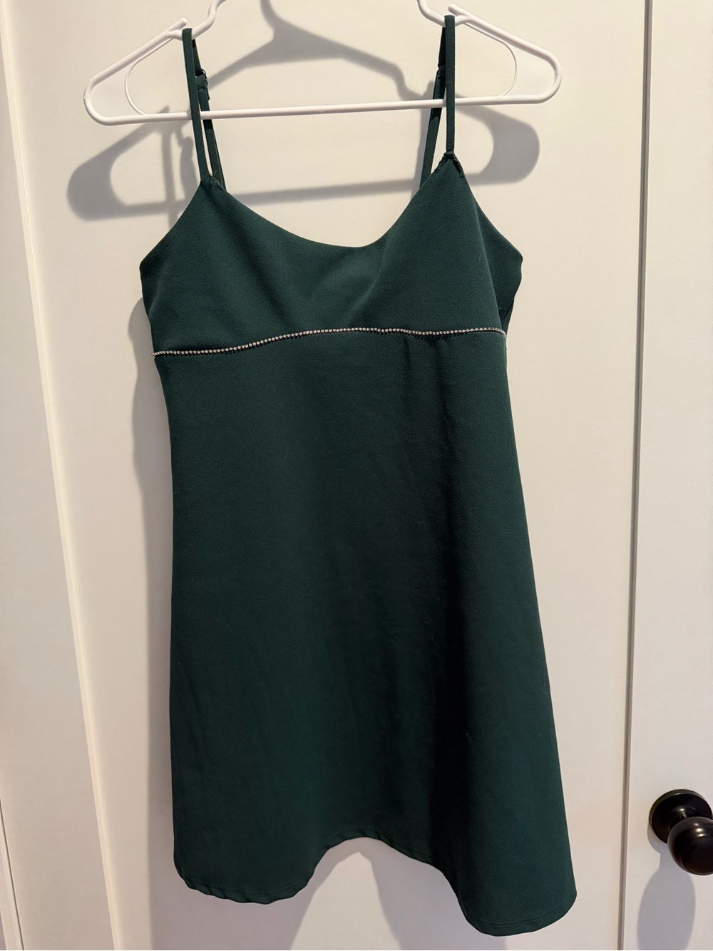 Altar'd State Dark Green Mini Dress with Rhinestone Trim